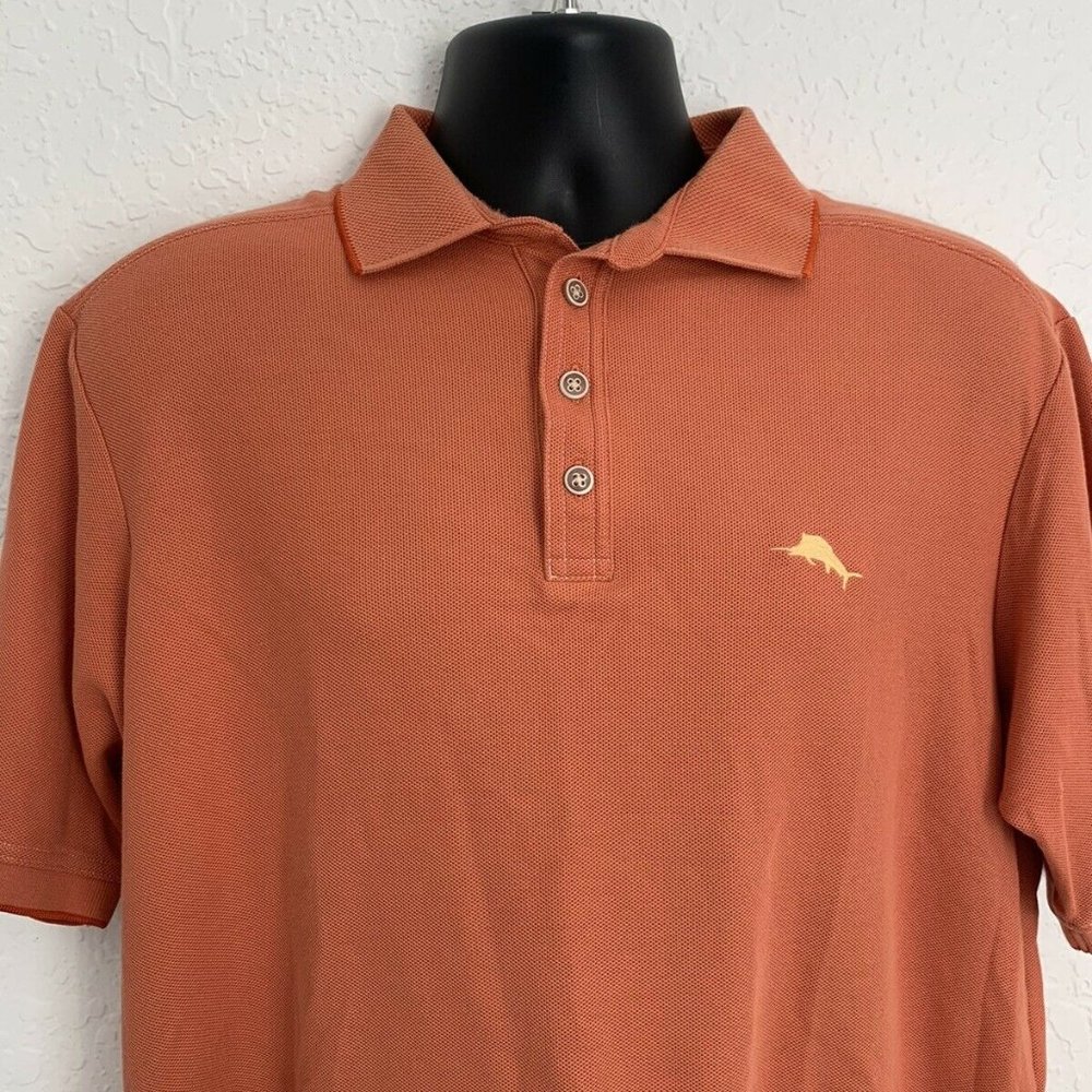 Tommy Bahama Mens Polo Size M Orange  Short Sleeve
